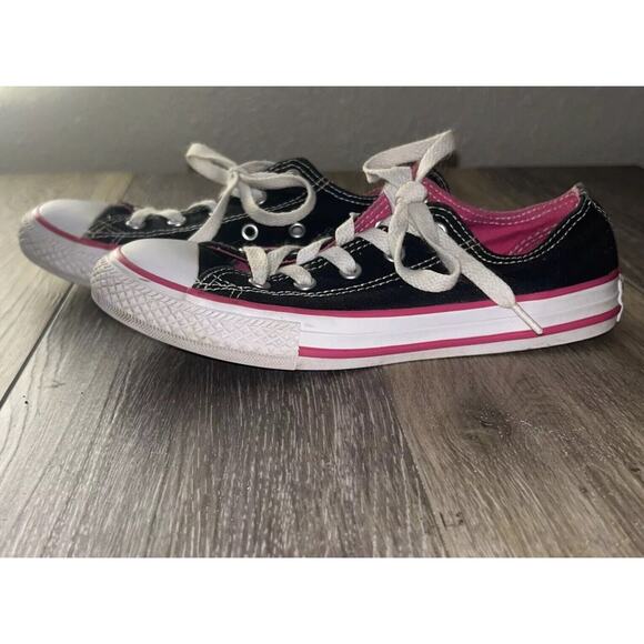 Converse Chuck Taylor All Star Youth US Size 2 Black Pink Sneaker Shoes 654365F - Picture 5 of 10